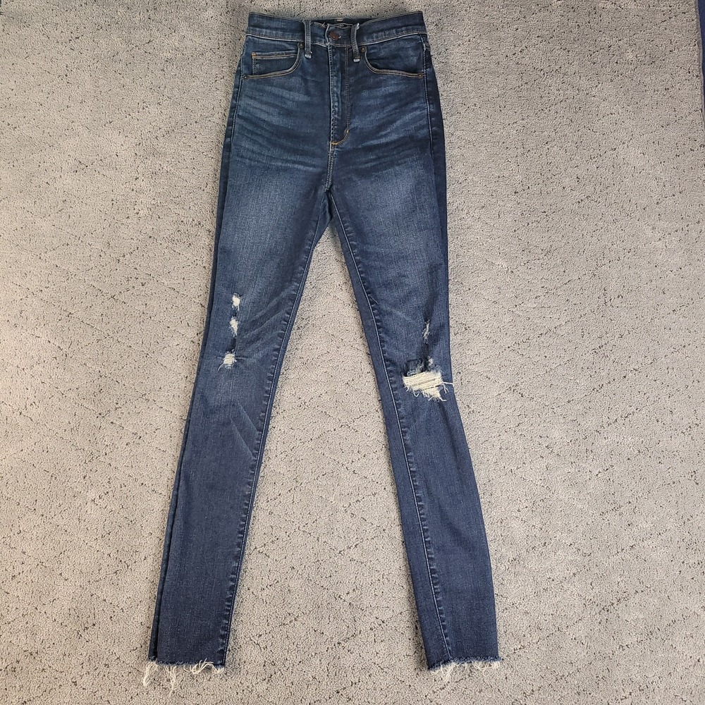 Abercrombie & Fitch Jeans Womens 00 Blue Ultra High Rise Super Skinny Distressed